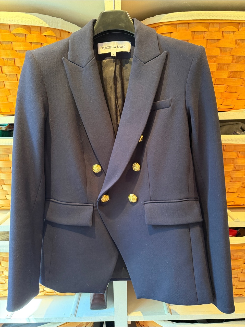 Veronica Beard Navy Miller Dickey Jacket Blazer with Gold Buttons